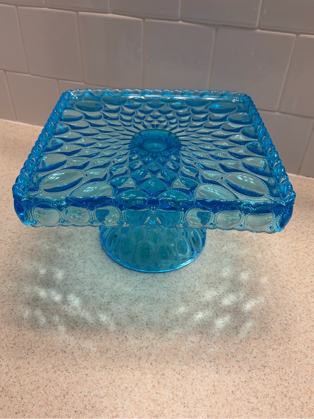 Vintage Fenton Blue Glass Compote & Tray
Set - Picture 4 of 13